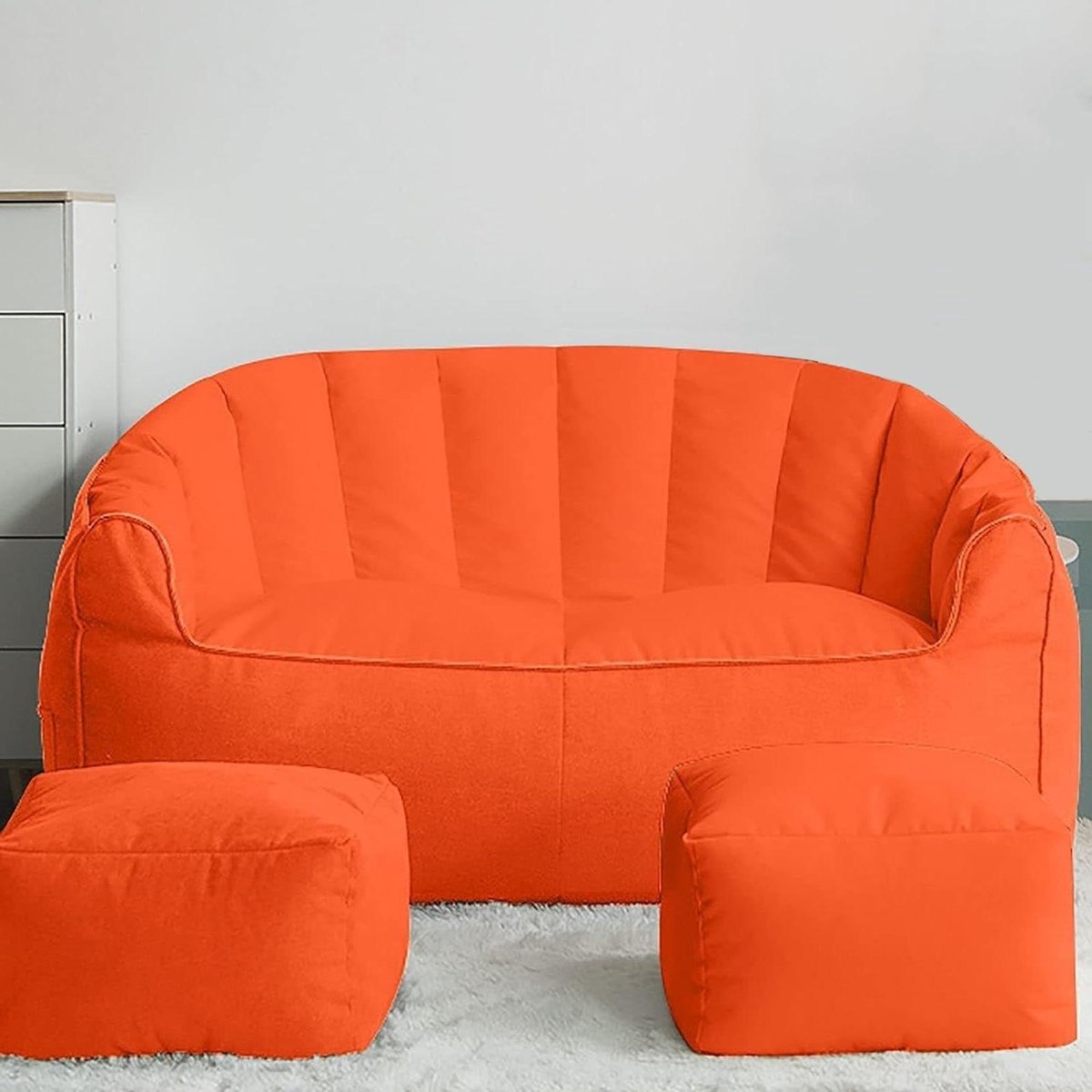 Zitzakhoes met Poef - Beanbag Cover - Ontspannen Zitten - Dubbel Ontwerp - 60 x 120 cm - Oranje