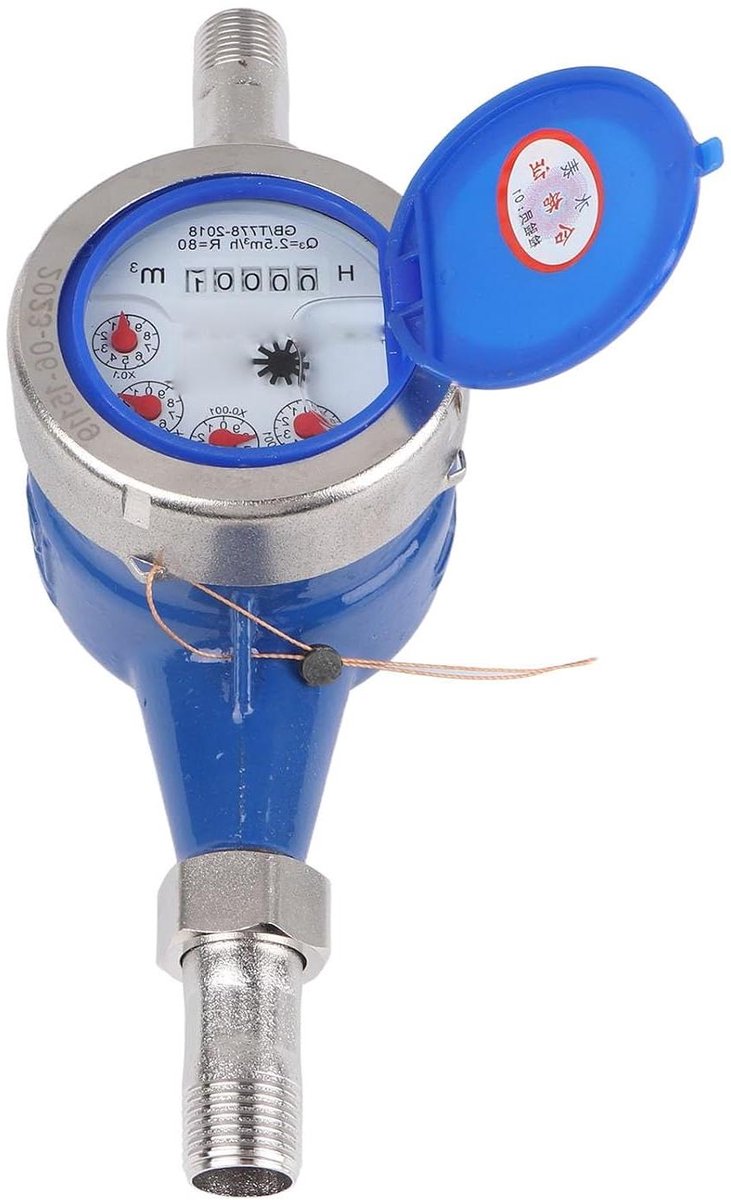 Mechanische Watermeter - Koudwatermeter Rotor - Waterverbruik Meten - Roestvrijstalen Behuizing - DN15 - Zilver