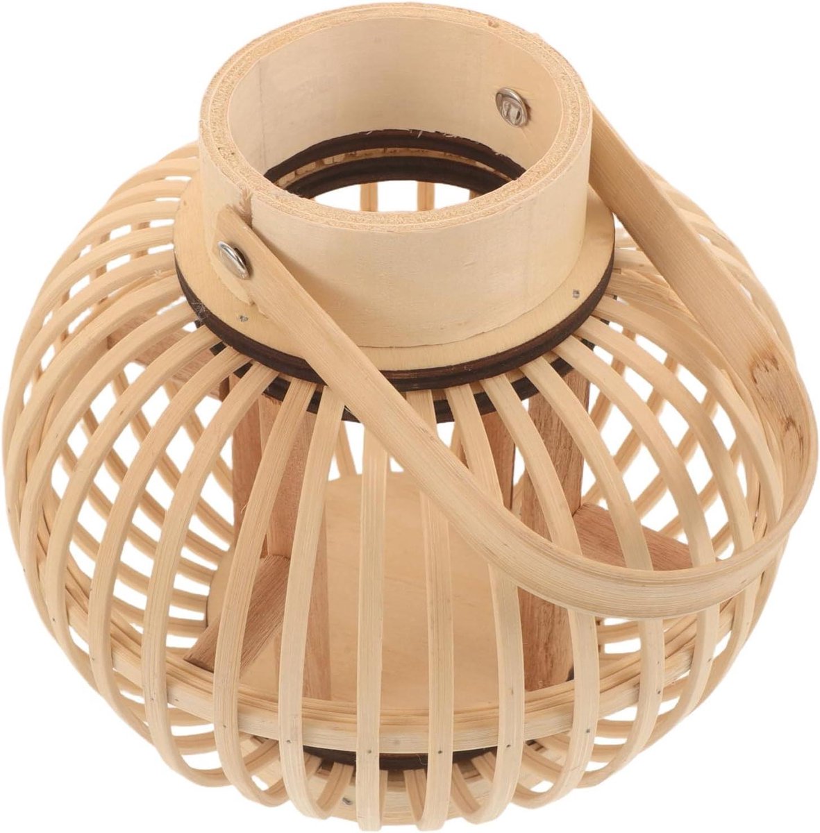 Bamboelantaarn - Kaarsenhouder Lantaarn - Sfeerverlichting Creëren - Handgeweven Rustiek Design - 17 x 17 x 6 cm - Khaki
