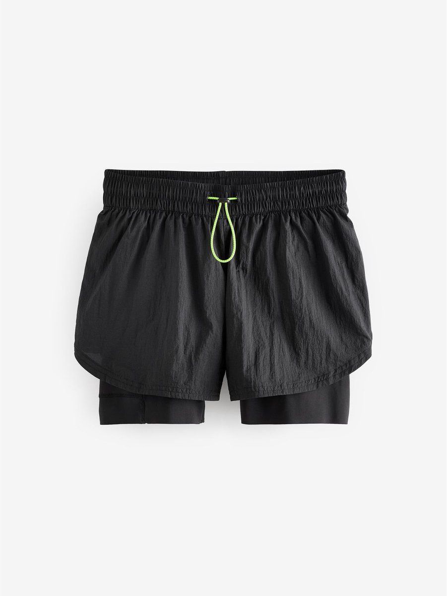 Next - Dames - Dry Tech 2-in-1 sportshort met hoge taille - Zwart