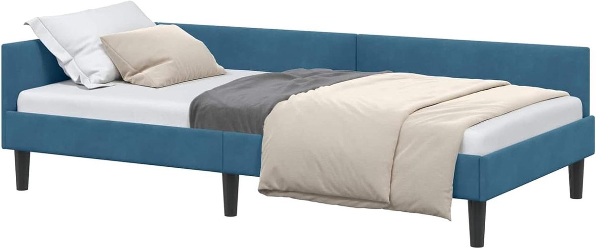 Hoekbedframe - Bedframe Hoek - Slaapkamer Inrichten - Modern Design - 90 x 200 cm - Blauw