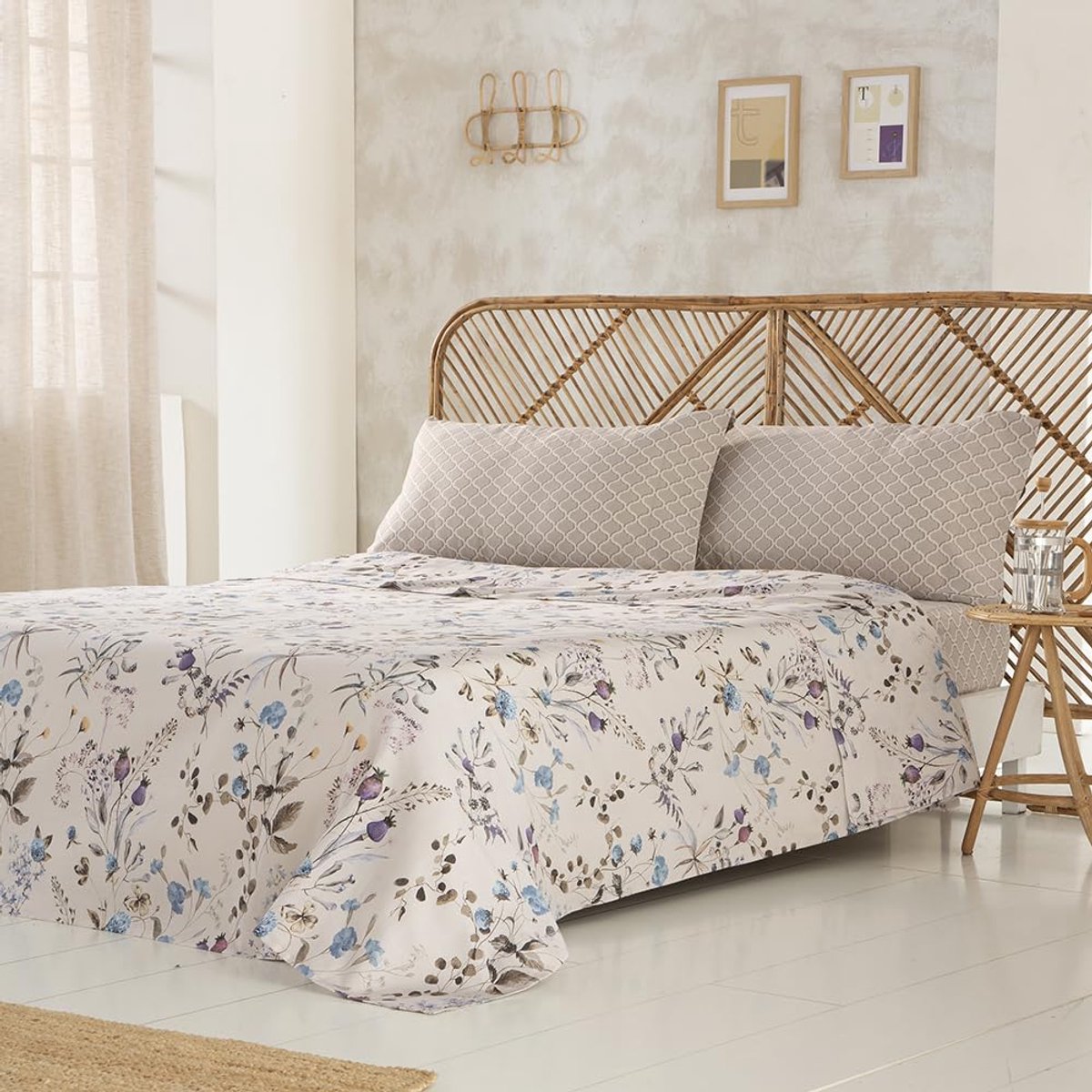 SnelShoppen - Beddengoedset 160 x 190/200 cm - 100% Katoen Satijn - Beige met Bedlaken + 2 Kussenslopen + Hoeslaken - Luxe en Comfortabel voor Elk Sei