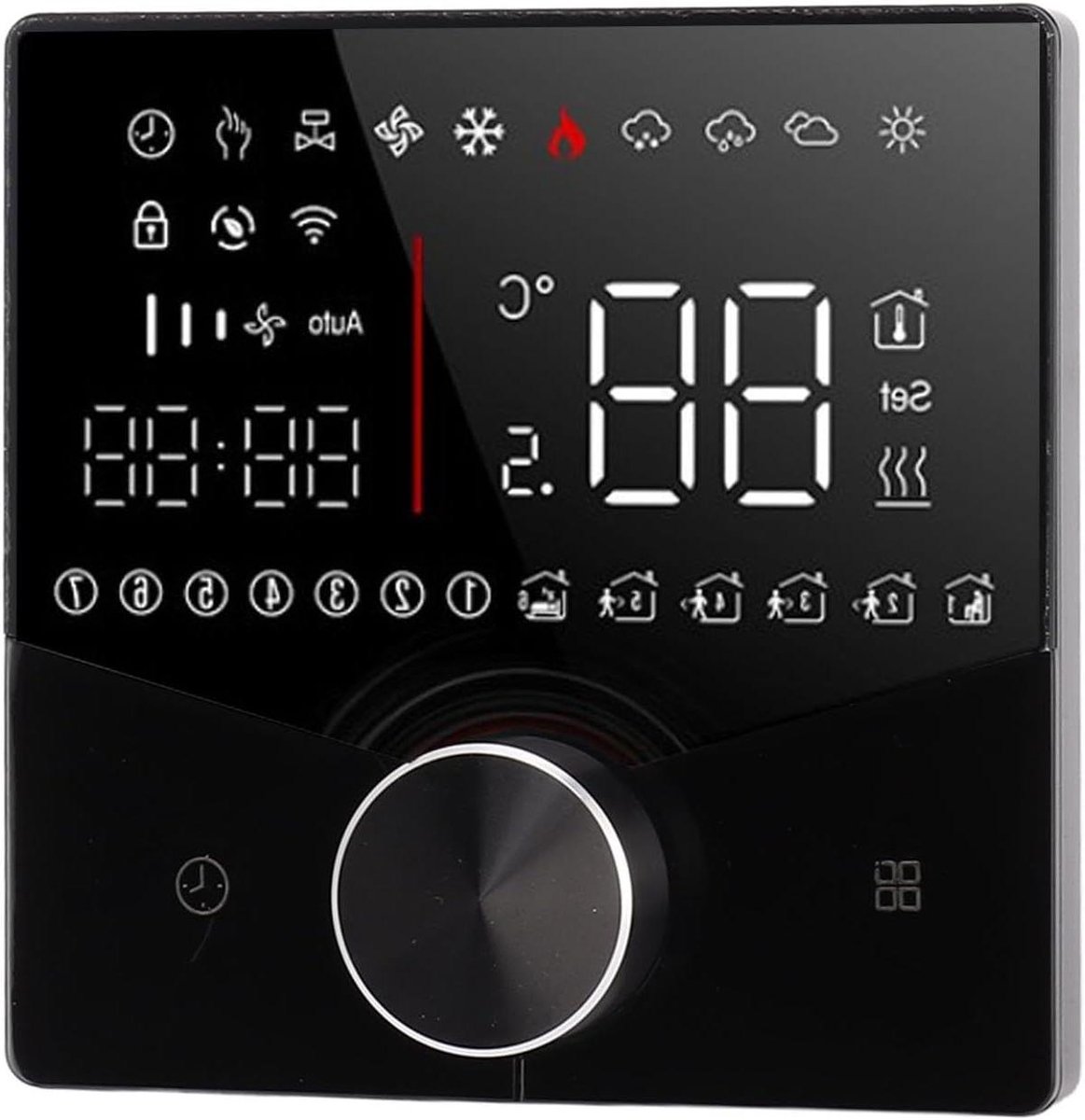 Slimme Thermostaat - Verwarmingsthermostaat Kamerthermostaat - Verwarming Regelen - LCD Kleurendisplay - 88x12.4mm - Zwart