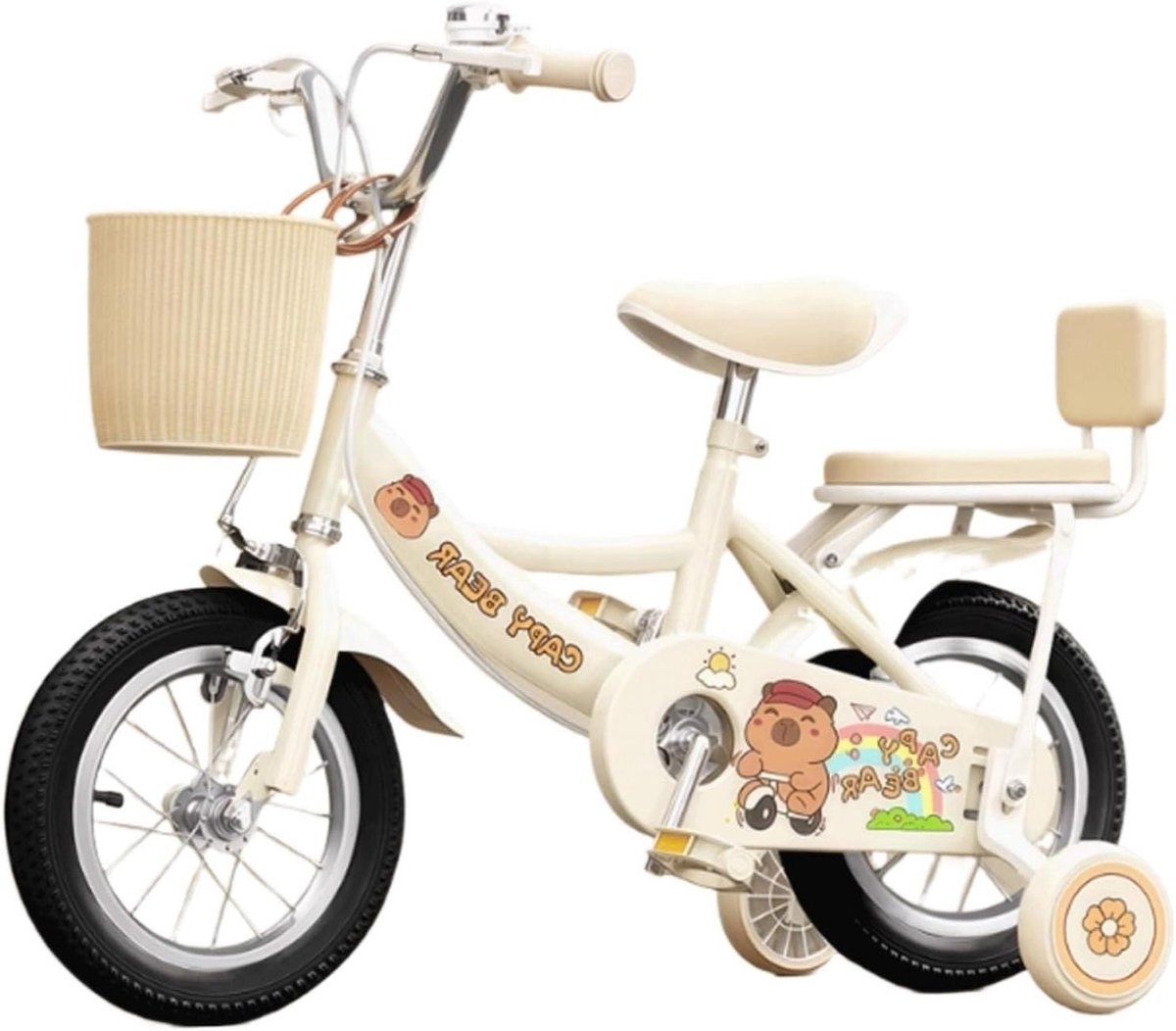 Kinderfiets sfiets sfiets Leren Fietsen Capybara Patroon 12-20 Inch Beige