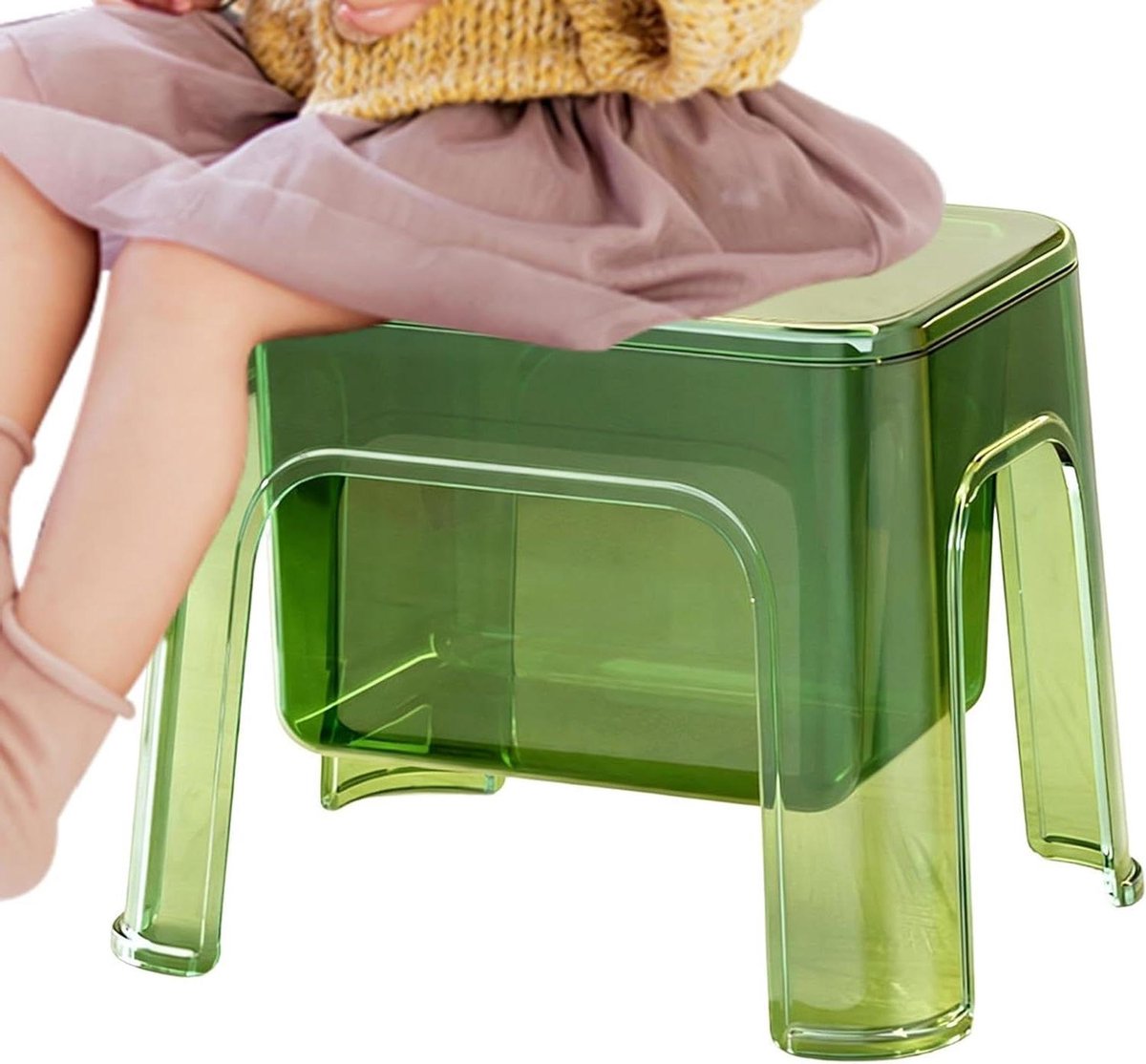 Douchekruk - Badkamerkruk - Zitcomfort Douche - Verborgen Opbergruimte - 24 x 24 x 24 cm - Groen