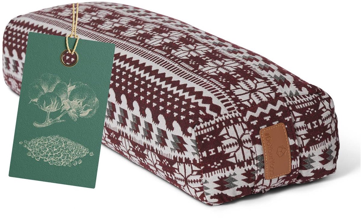 SnelShoppen - Yoga Bolster Paravati met Biologische Boekweitschalen, Wasbare Overtrek, Meditatiekussen 67 cm x 13 cm voor Yin Yoga en Meditatie