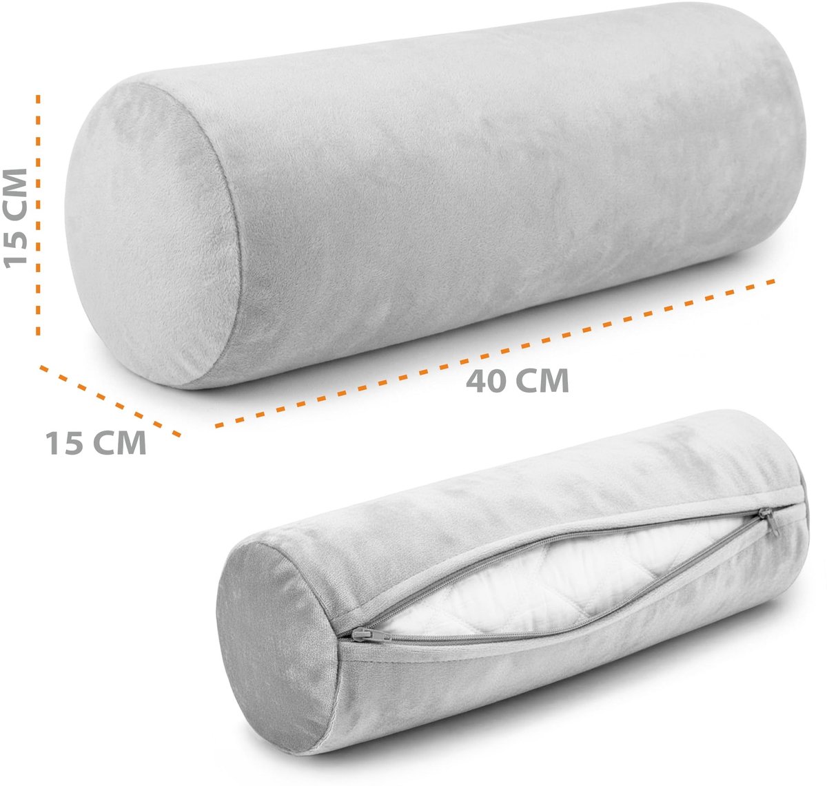 SnelShoppen - Nekrol met hoes Yoga Bolster Kniekussen Positioneringsrol 40x15 cm - Groen Schaduw Fluweel Nekkkussen Kussenrol voor Yoga, Meditatie, en