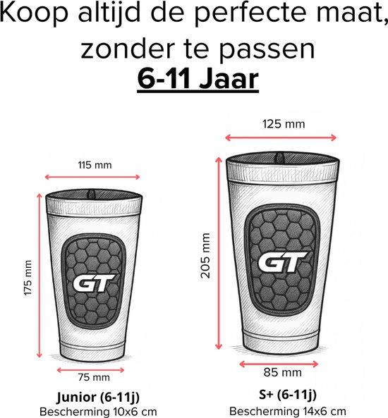 GT Sleeve Shin Pads Max+ Junior – 14 cm x 6 cm - ingebouwd - 6-11 jaar - Ingebouwde Scheenbeschermers - Ultralichte Trainingsaccessoire voor Voetbal – Comfort & Bewegingsvrijheid – Unisex – Zwart — afbeelding 4
