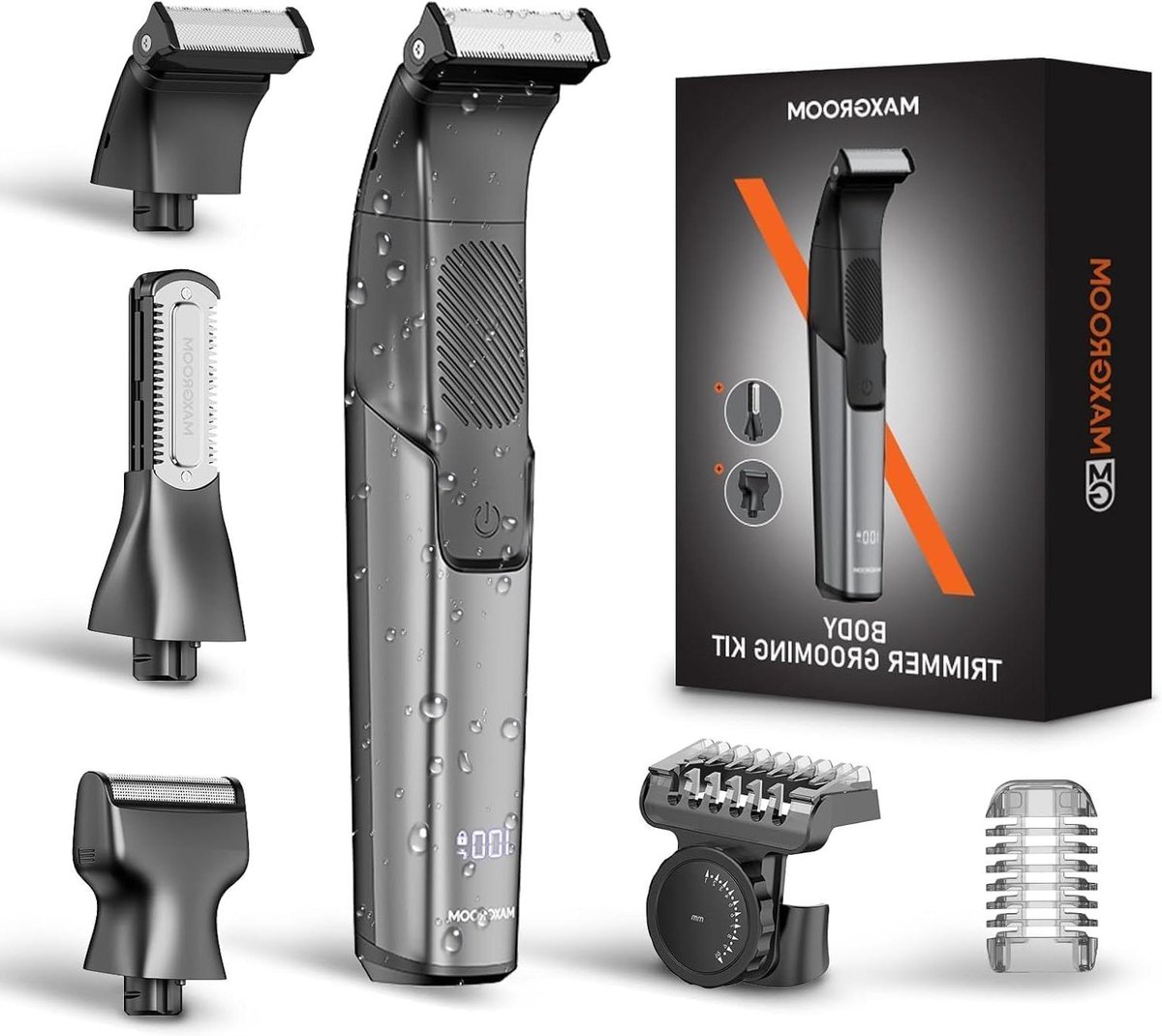 Lichaamsscheerapparaat Heren - Body Groomer - Intieme Verzorging - 3-in-1 Scheerkop - Waterdicht IPX6 - Zwart