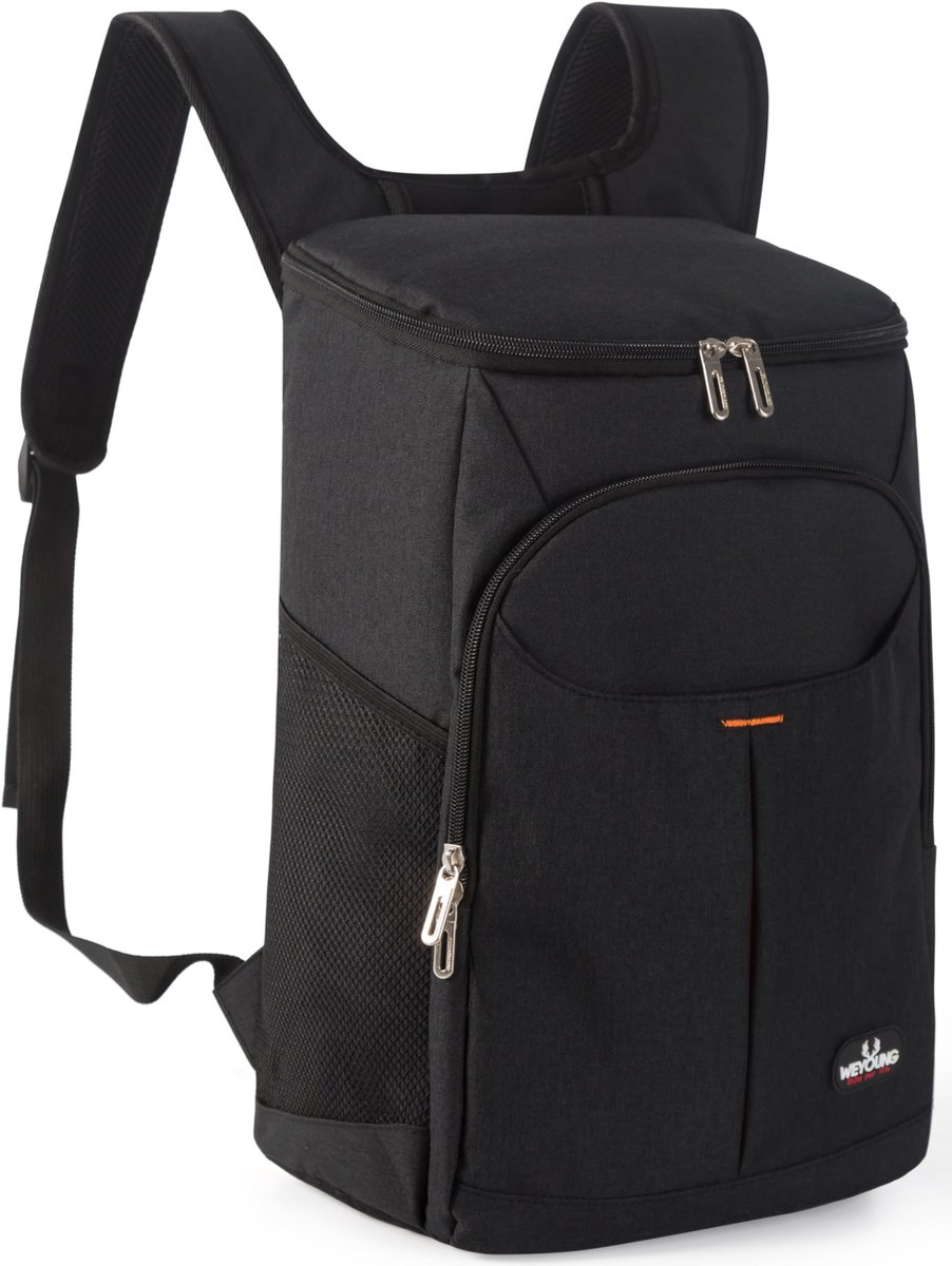 SnelShoppen - 28L Koelrugzak - Thermische Rugzak Koeltas - Geïsoleerde Cooler Bag voor Picknick, BBQ, Camping, Uitstapjes en Winkelen - Zwart