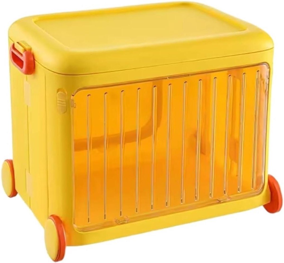 Speelgoedkistwagen - Opbergdoos Speelgoed - Speelgoed Opbergen - Met Deksel En Wielen - 49x35x38.5cm - Geel