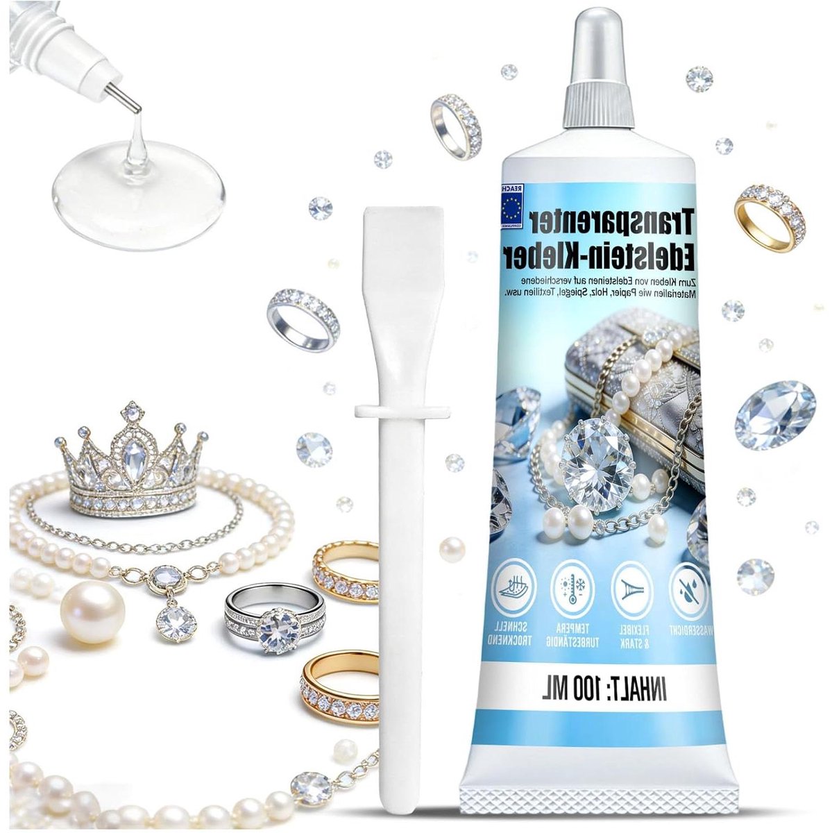Sieradenlijm - Lijm voor kralen - Sieraden maken - Extra sterke hechting - 110 ml - Transparant