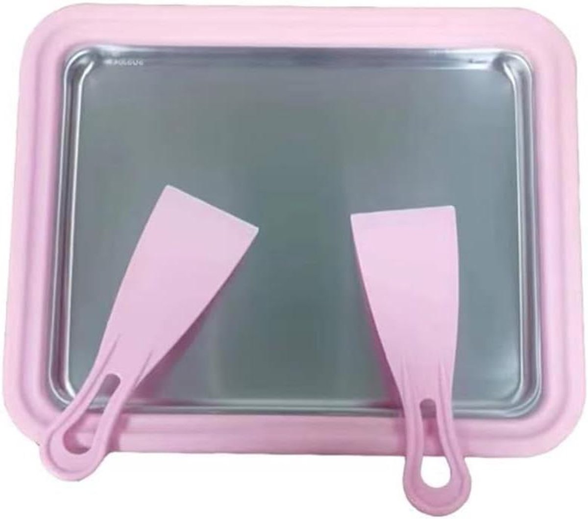 IJs Rol Plaat - IJsroller Maker - Desserts Maken - Draagbaar Roestvrij Staal - 26 x 21 cm - Roze
