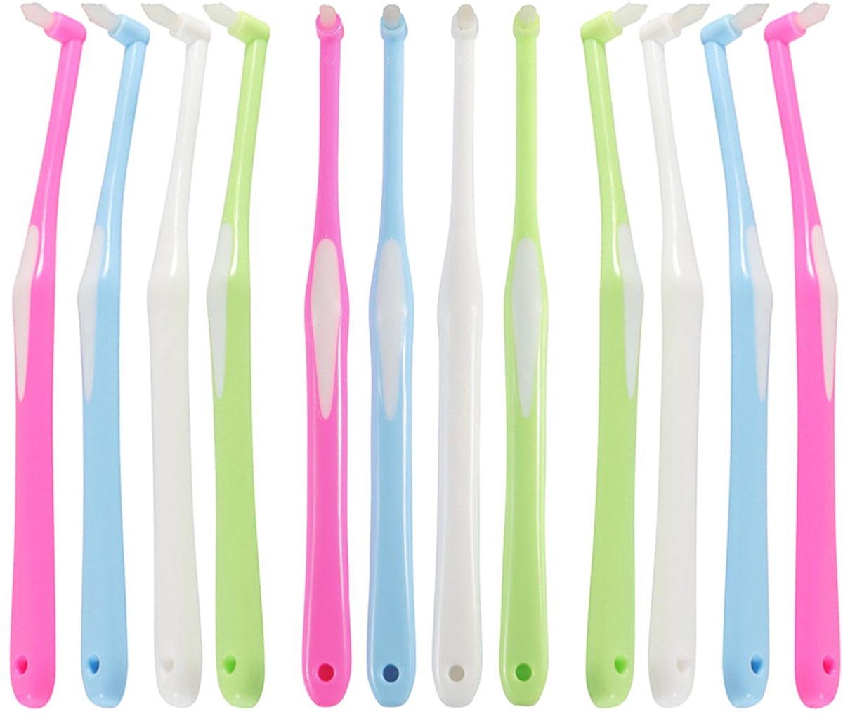 Dailygoods - Set van 12 Enkele Tuft Tandborstels - Voor Orthodontische Zorg en Detailreiniging