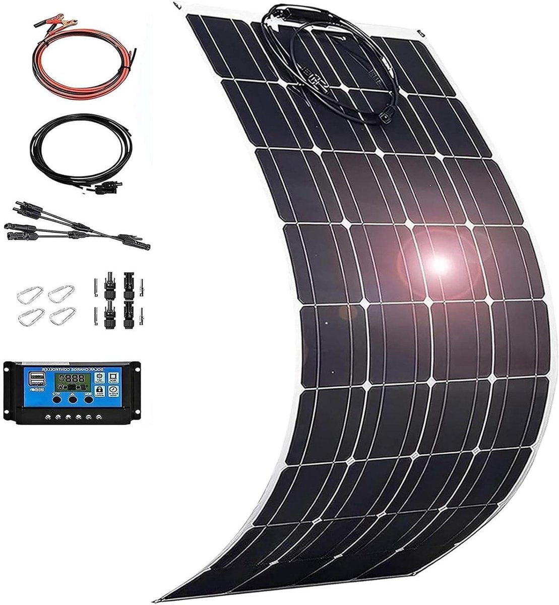 Flexibel zonnepaneel - Buigzaam paneel Lichtgewicht paneel - Energie opwekken - Hoog rendement monokristallijn - 520W - Zwart