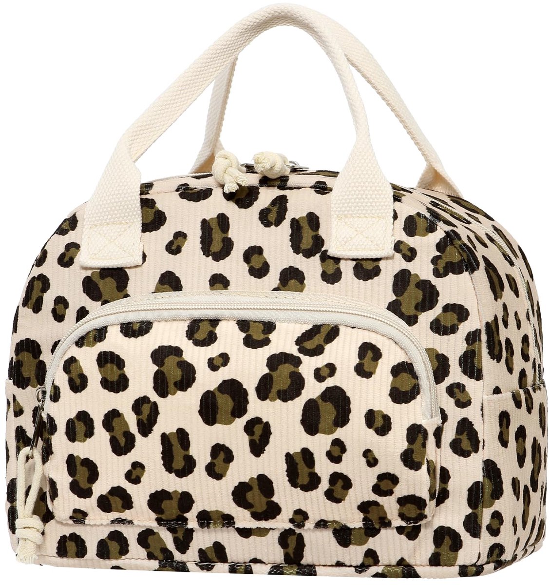 SnelShoppen - BuyCard Lunchtas voor Vrouwen - Geïsoleerde Lunchtas voor Volwassenen - Waterdichte en Oliebestendige Koeltas - Zwarte Luipaardprint - I