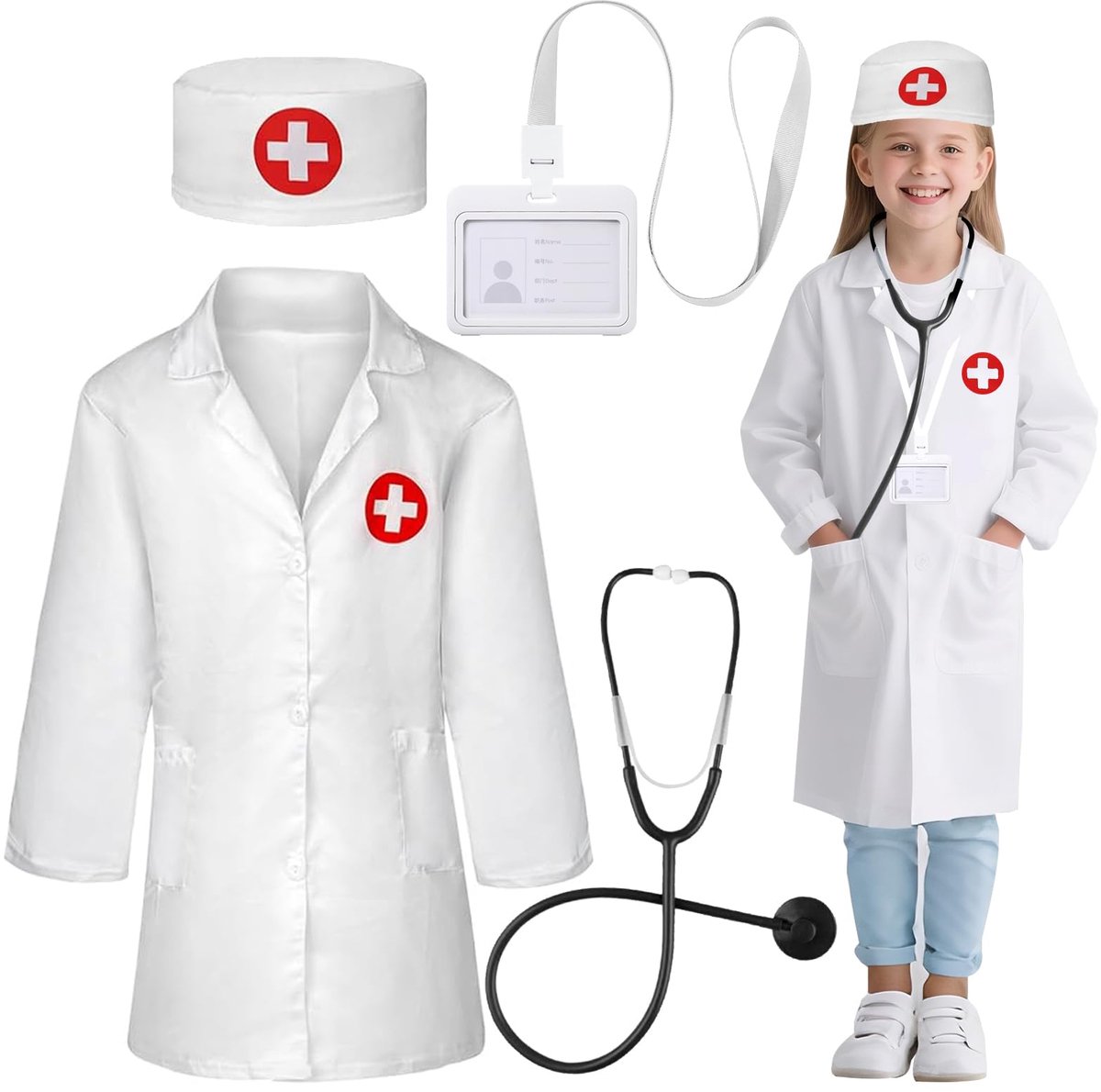 Dailygoods - Kinder Kostuum Dokter met Stethoscoop en Medische Accessoires