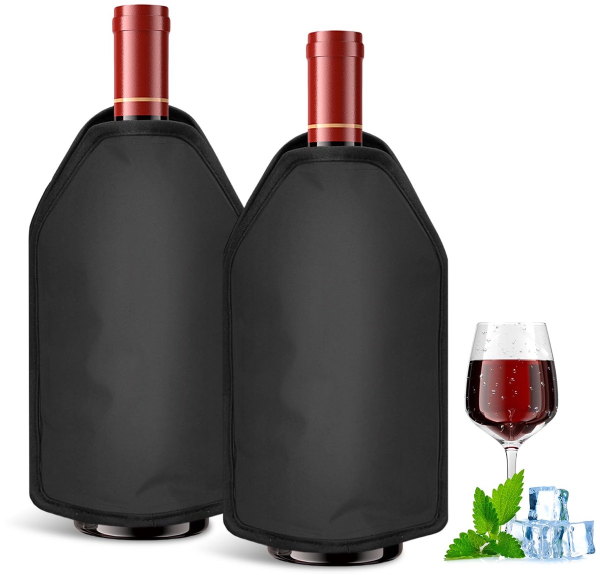 SnelShoppen - Wijnkoeler Set van 2 - Flexibele Koelmanchet voor Wijnflessen, Champagne, Wodka - Herbruikbaar voor Huishouden, Horeca en Outdoor Gebrui