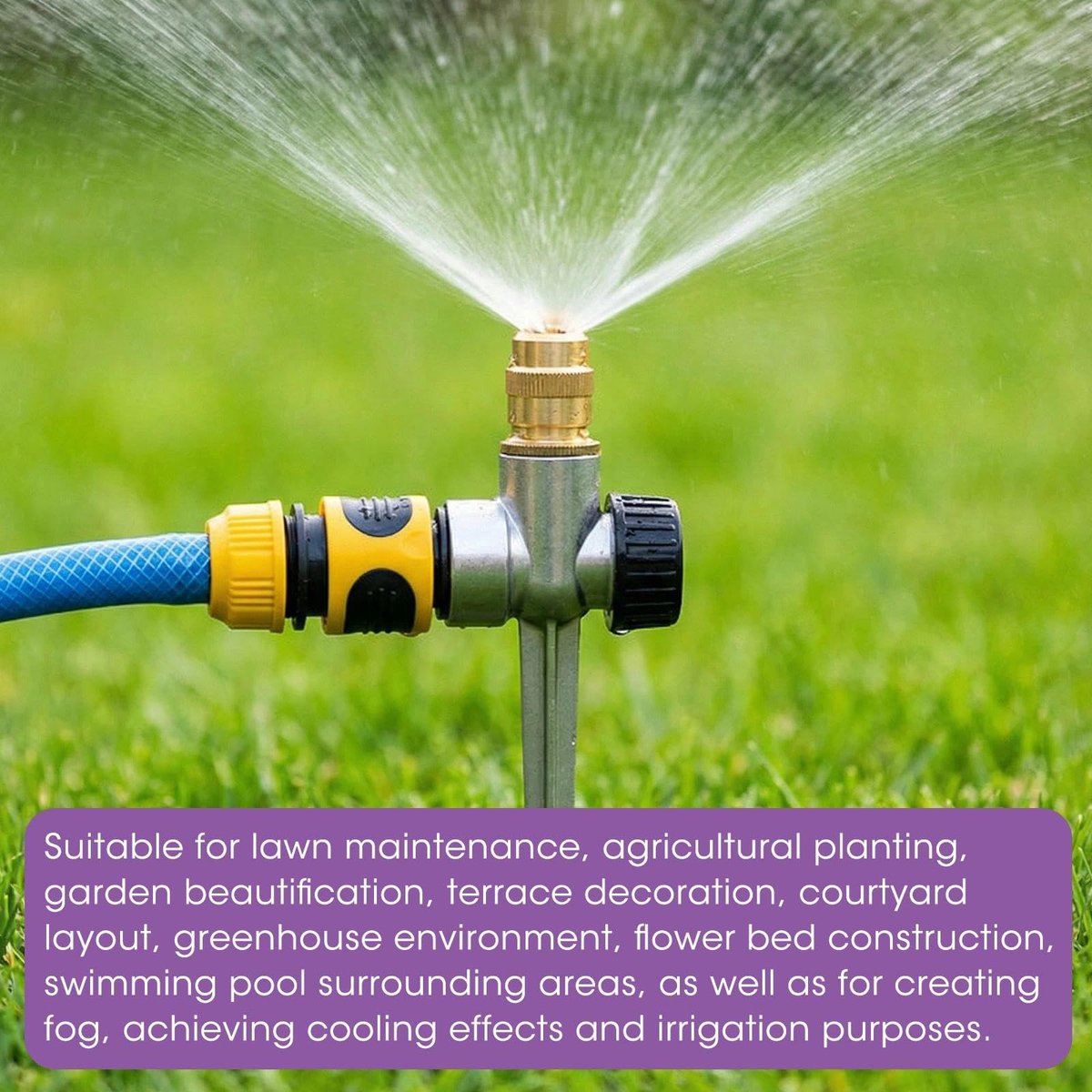 SnelShoppen - 3 Stuks 360° Metaal Gras Sprinklers, Instelbare Automatische Tuinsproeier met Stabiele Metaal Pen voor Gazon en Tuin Bewatering