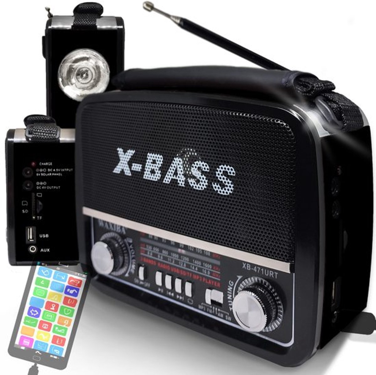 Kofferradio Bluetooth - Draagbare Radio - Retro Houtlook - USB/SD Kaartsleuf - AUX/Hoofdtelefoonaansluiting - Compact Systeem
