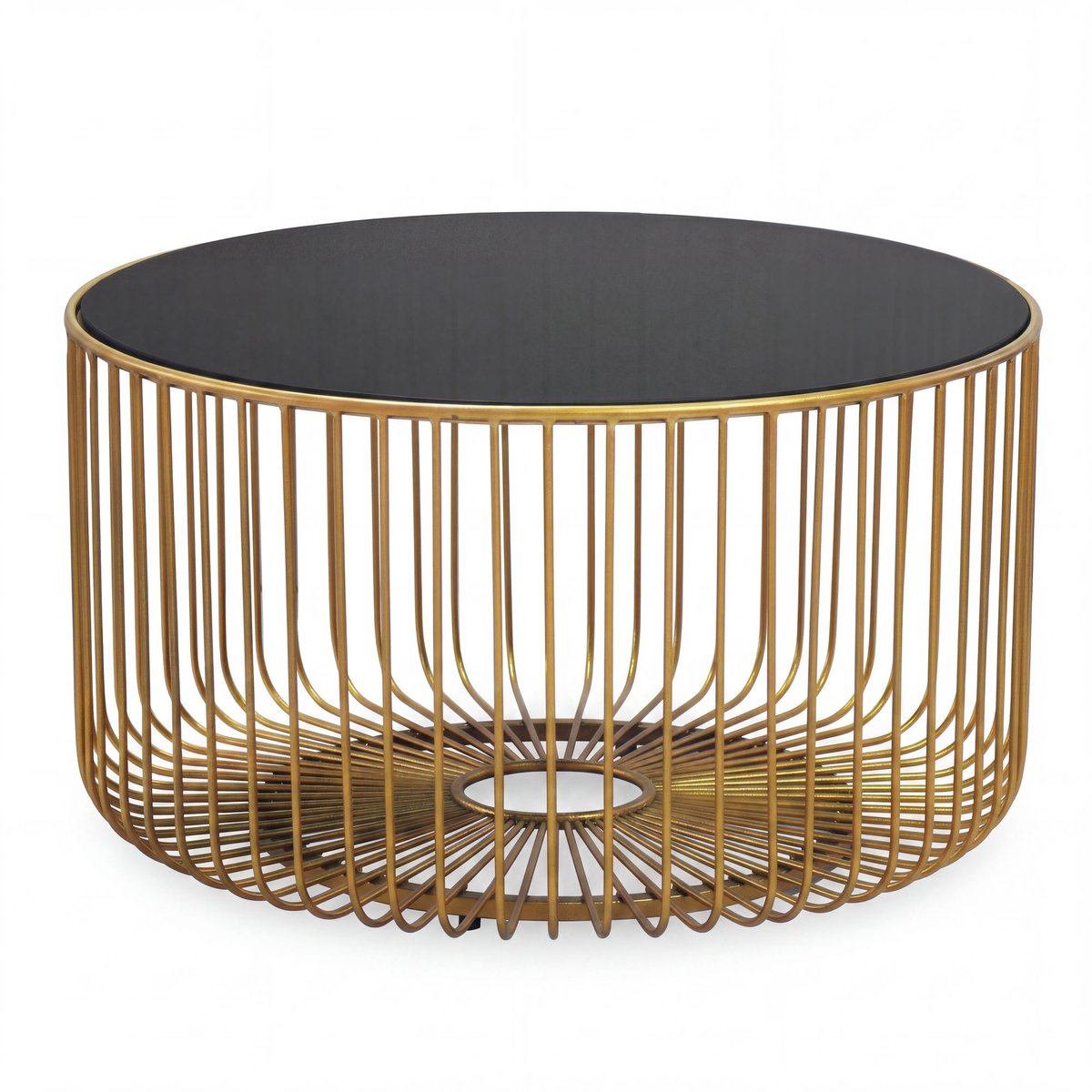 Salontafel glas metaal goud rond 60 cm - WL7.507