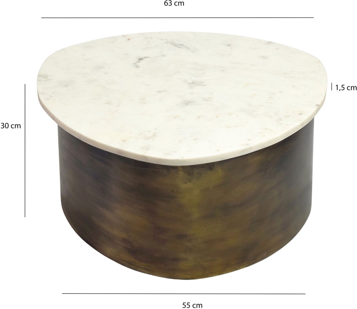 Salontafel wit marmer 63 cm rond - WL7.377
