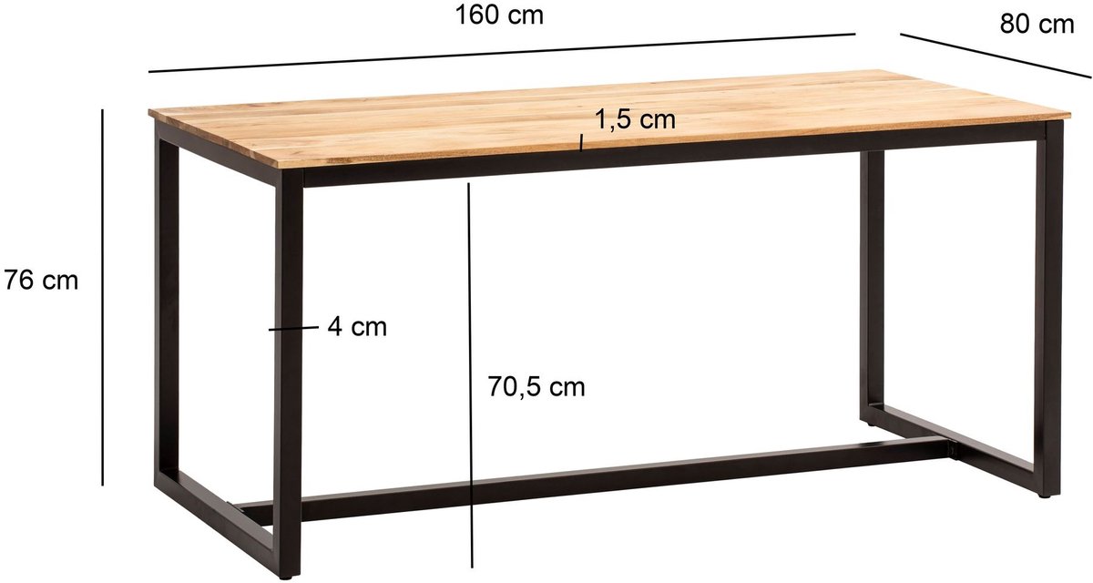 Eettafel acaciahout 160x80 cm - WL7.060