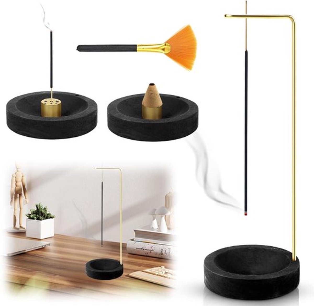 Houten Wrokerstokjeshouderset voor Zen, Yoga en Meditatie - 9 Gaten - Thuiskantoordecoratie