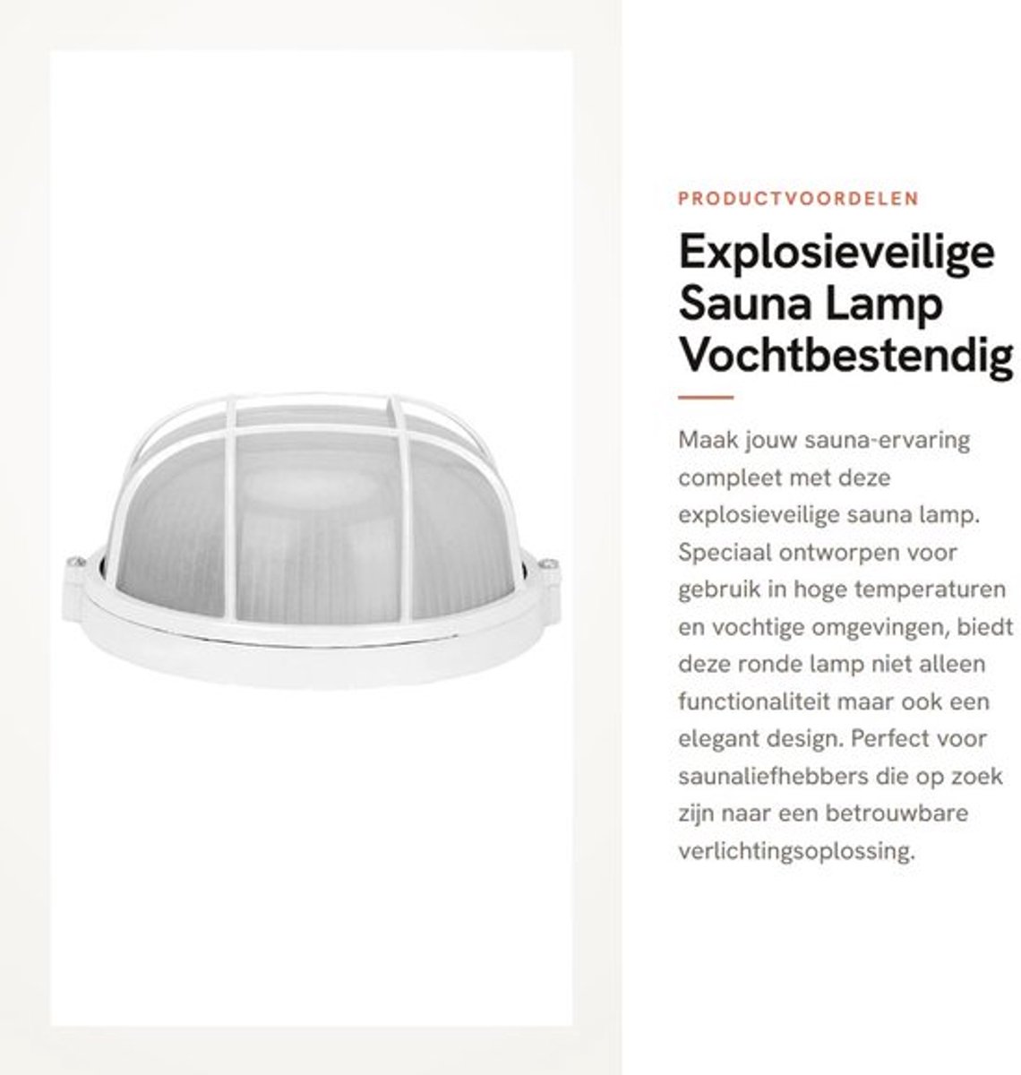 Explosieveilige Sauna Lamp - Vochtbestendig - Ronde Lamp voor Stoomkamer - E27 Draad - Duurzaam en Praktisch - Ideaal voor Sauna's