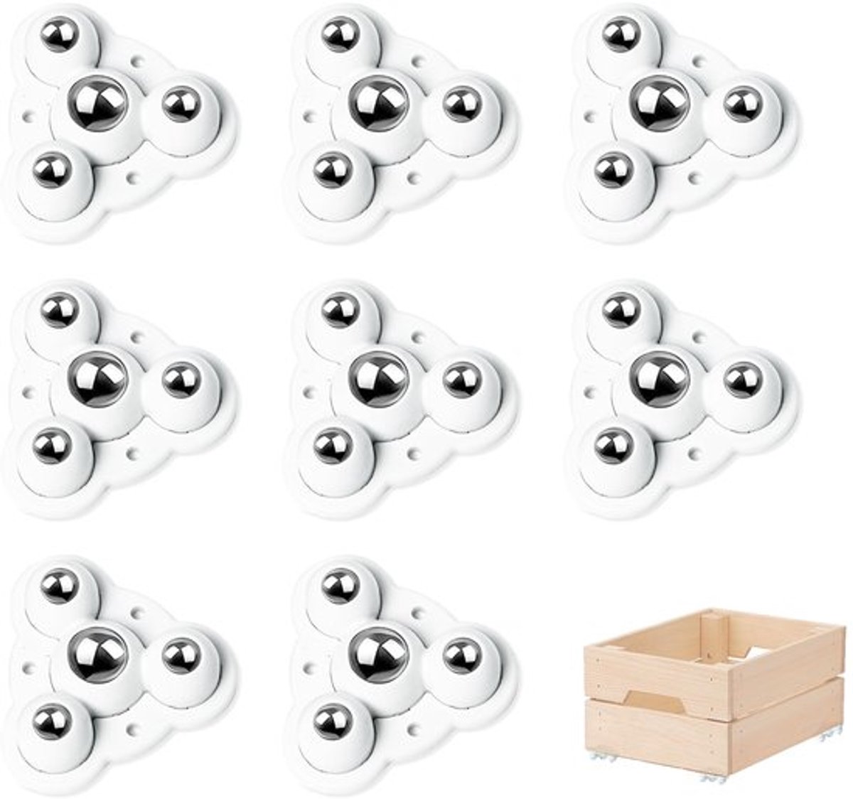 Meubelwielen - Draaibare wielen - Sterke en duurzame wielen - Wit - Geschikt voor meubels - 8 stuks