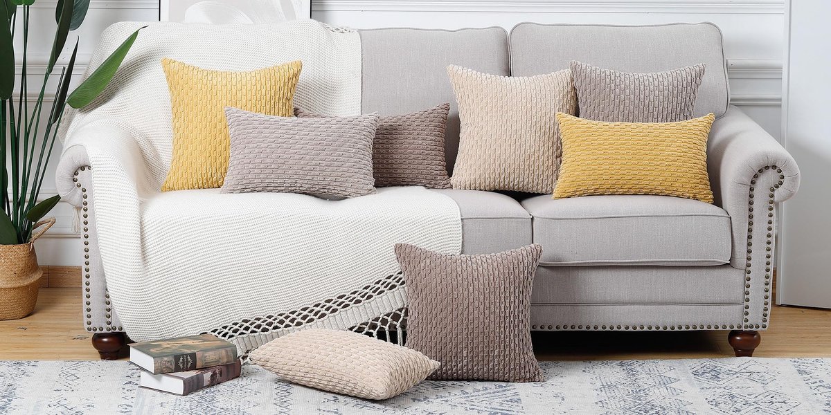 SnelShoppen - Set van 2 Corduroy Boho Kussenslopen 40x40 cm Zacht Decoratief Kussenhoesje Bruin voor Bank Slaapkamer Woonkamer