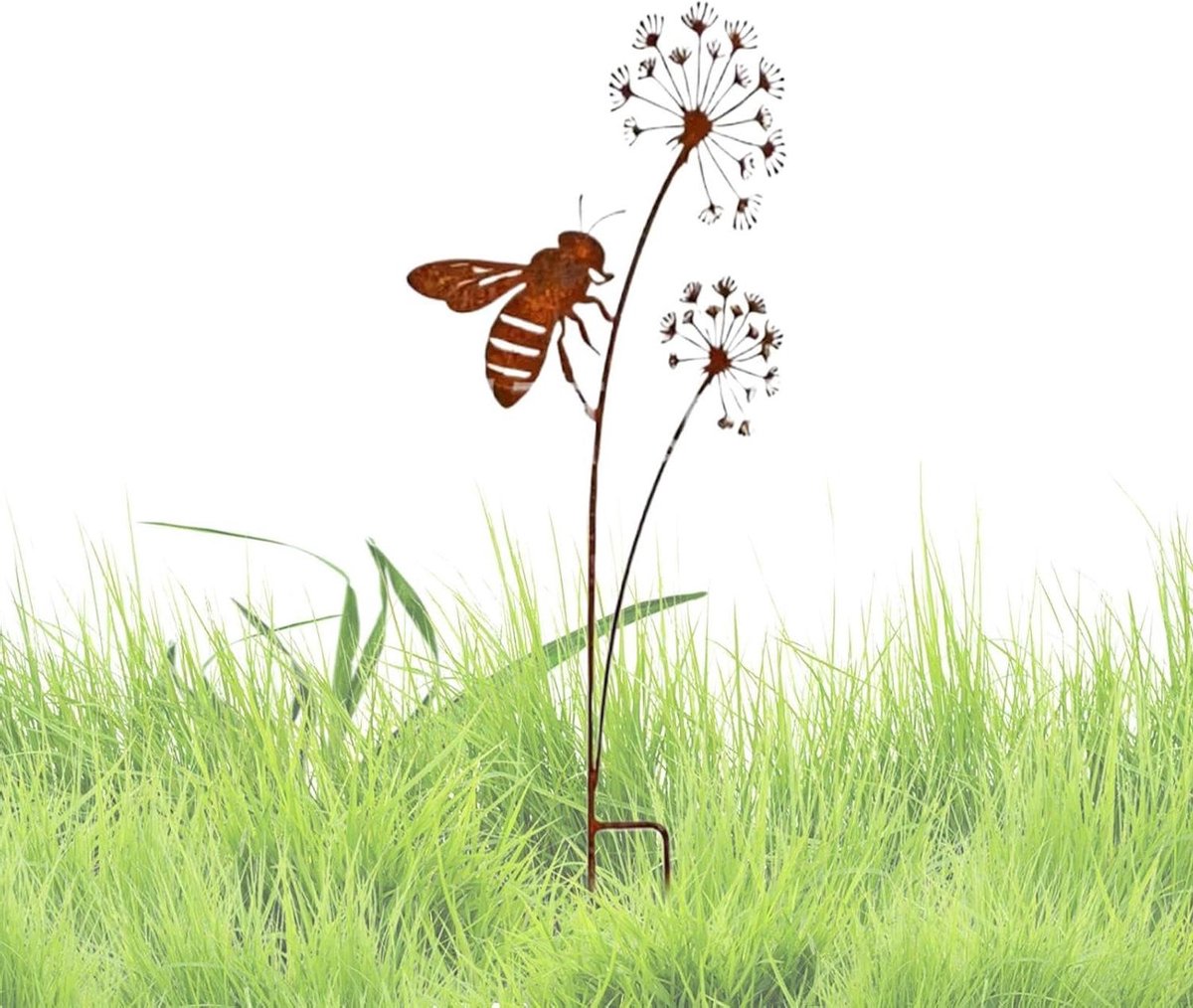 Metalen Tuinstekers - Bijen Decoratie - Tuin Aankleden - Ambachtelijke Roestige Uitstraling - 35 cm - Roestkleur