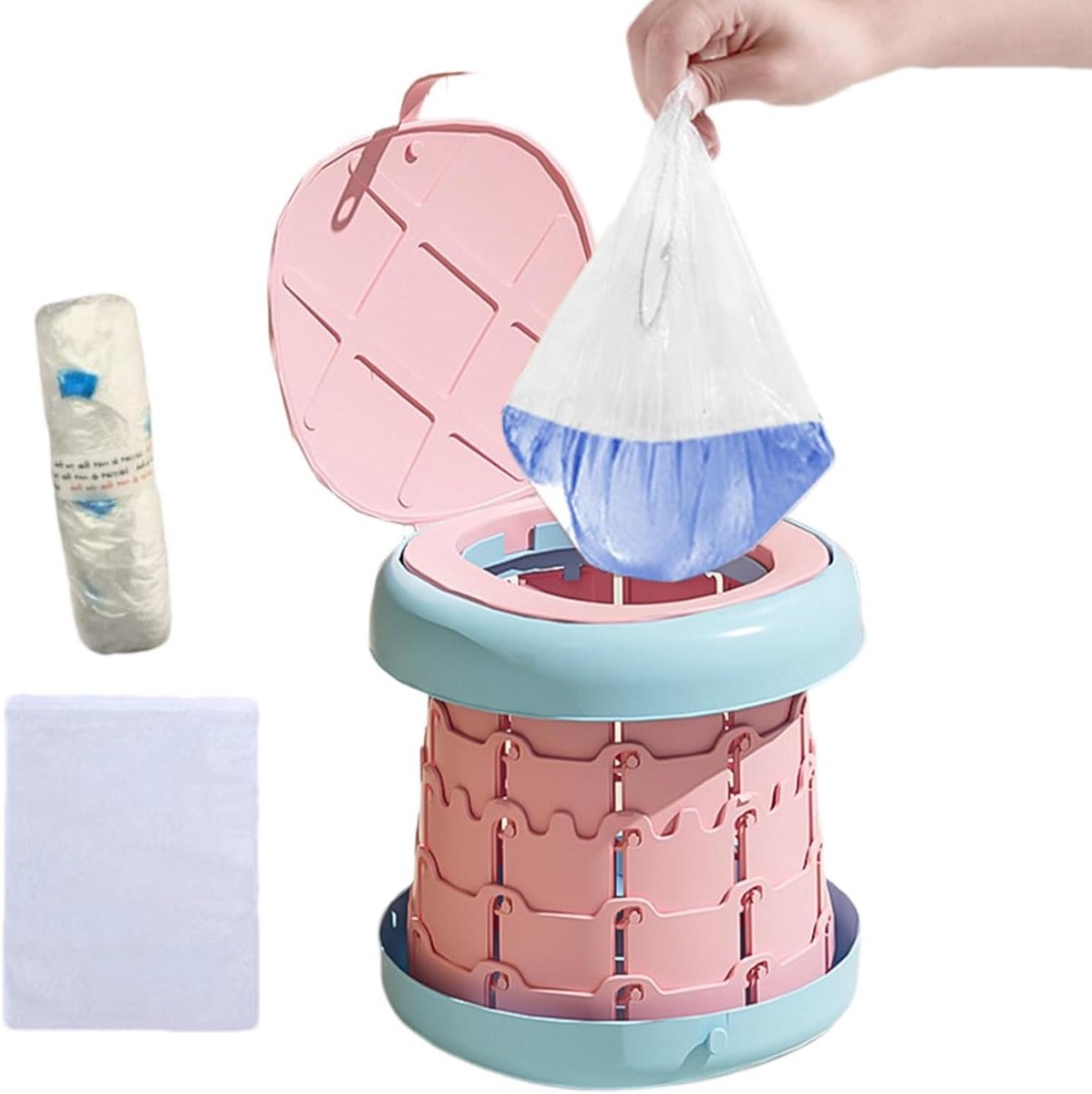 Inklapbaar Reispotje - Draagbaar Potje Kinderen - Onderweg Zindelijkheidstraining - Met Spatbescherming - 28.3L x 11.7W cm - Meerkleurig