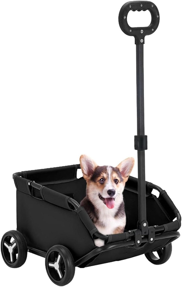 Hondenbuggy - Dierenwagen Reisbuggy - Huisdier Vervoeren - 360 Graden Draaibaar - 583 x 408 x 16 cm - Zwart