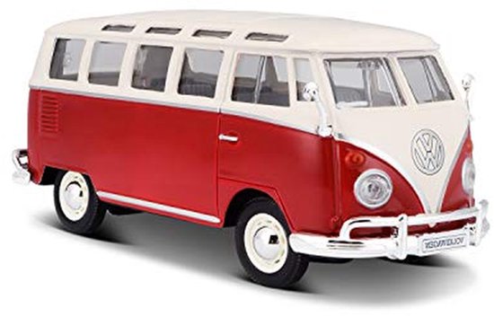 VW Bus Samba modelauto - Replica bus Miniatuur voertuig - Verzamelen en display - Deuren en achterklep openend