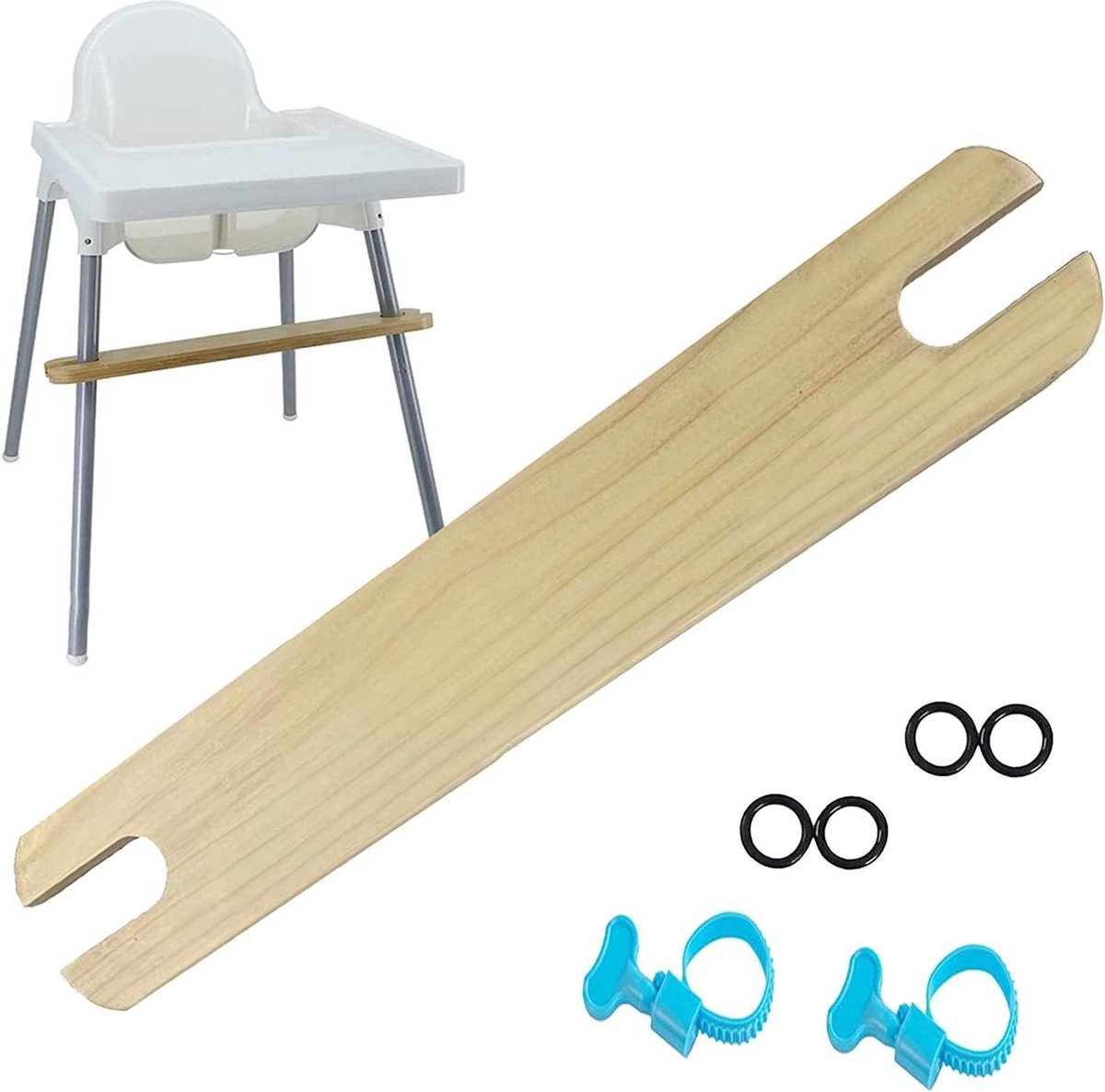 Voetsteun Kinderstoel - Voetenplank Stoel - Comfortabel Eten - Natuurlijk Hout - 50 x 8.5 cm - Houtkleur