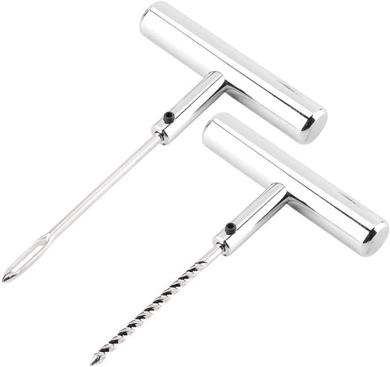 Bandenreparatieset - Reparatieset Auto Motor - Band Noodreparatie - 2-delig Staal - 23 x 13 x 2 cm - Zilver — afbeelding 5