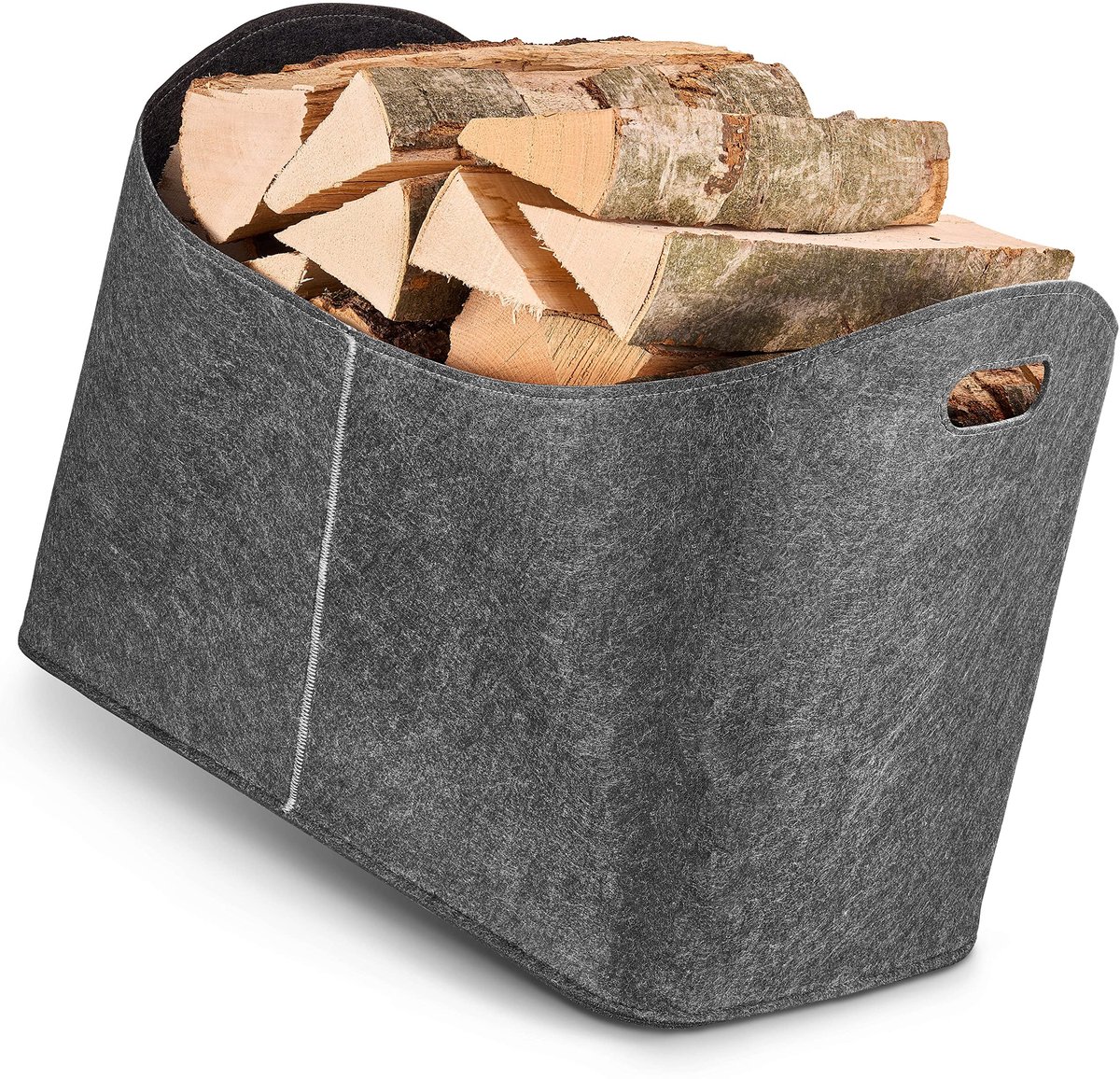 Dailygoods - Grote Houtmand van Vilt - Multifunctionele Opbergtas voor Hout, Speelgoed en Meer