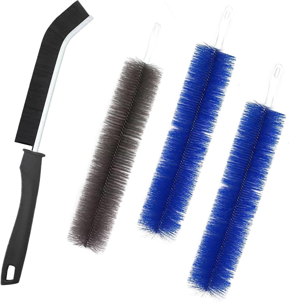 Dailygoods - Set van 4 Gootreinigingsborstels - Zwart en Blauw met Gebogen Handgrepen