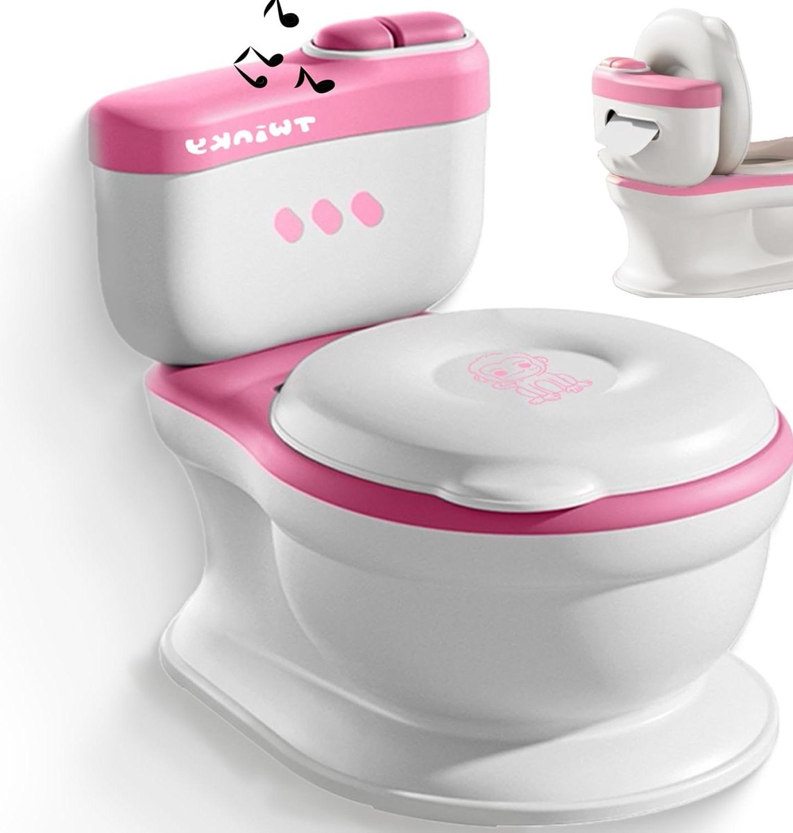 Plaspotje Kinderen - Toilettrainer Baby - Zindelijkheidstraining - Met Muziek en Geluid - 39 x 35 cm - Roze en Wit