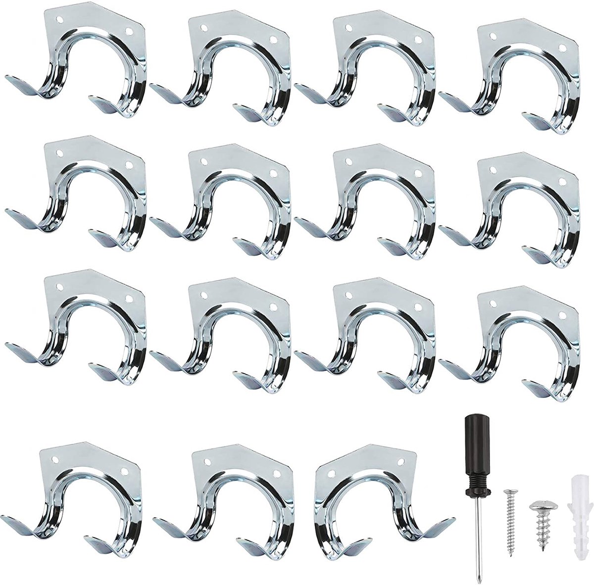 Dailygoods - 15 Stuks Tuingereedschapshouders - Robuuste Haken voor Garage en Schuur