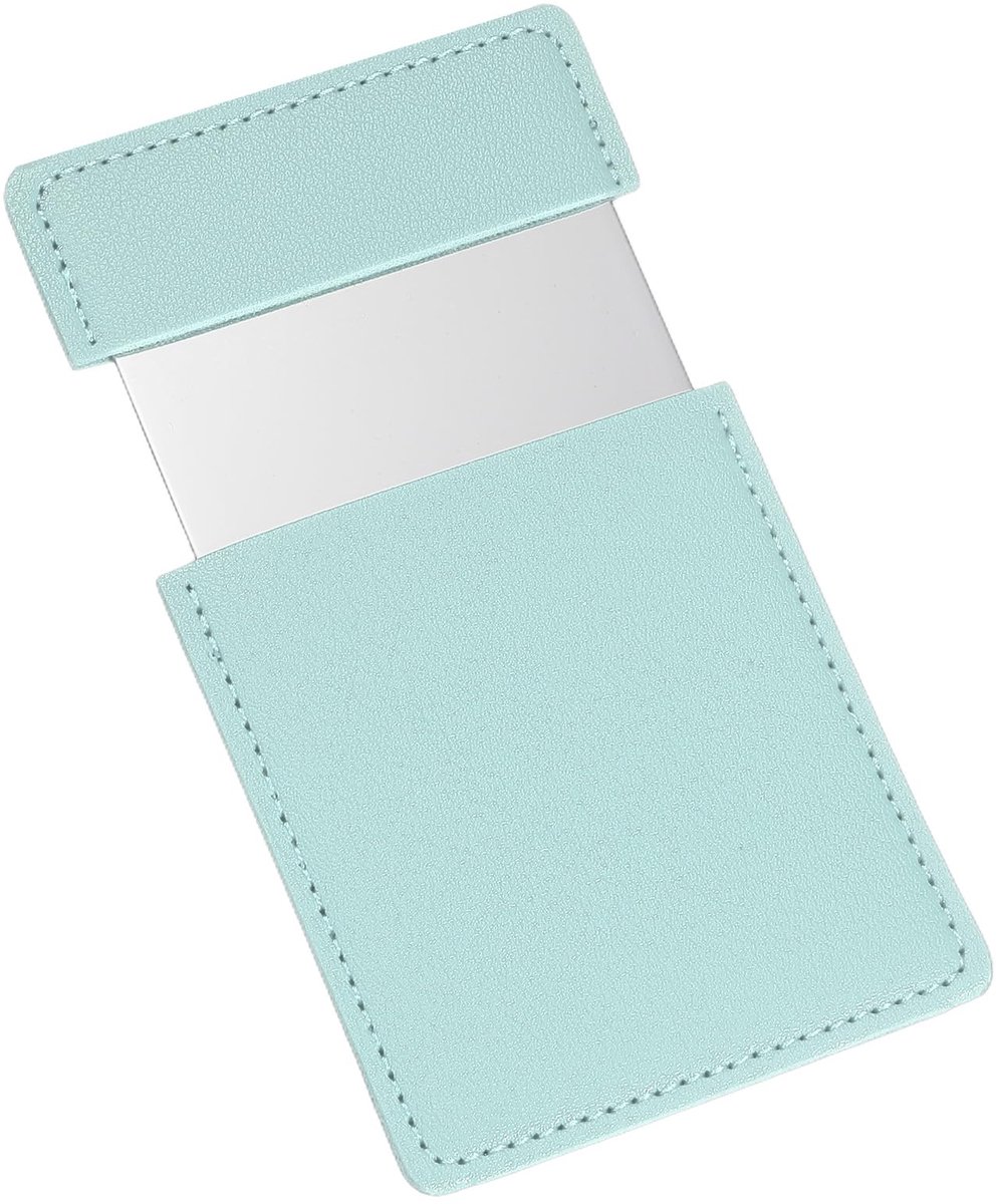 Dailygoods - Kleine Handtas Pocket Spiegel - Compact Spiegel met Leren Tas - Lichtblauw