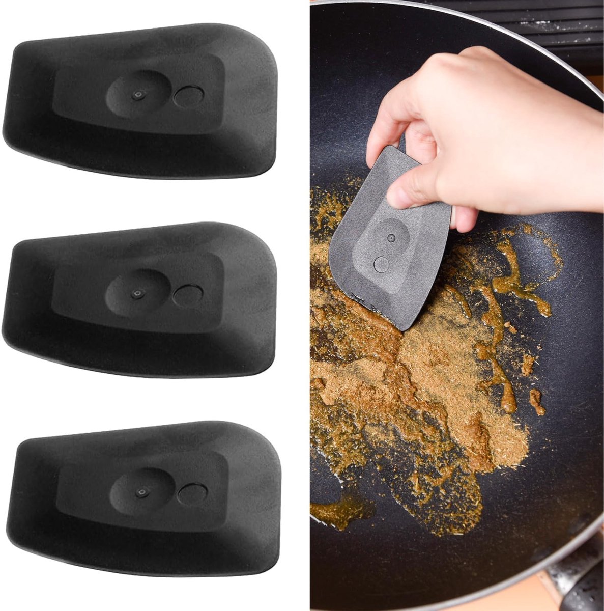 Dailygoods - 3 Pack Plastic Pan Scrapers - Keukenhulpmiddelen voor het Schoonmaken van Pannen
