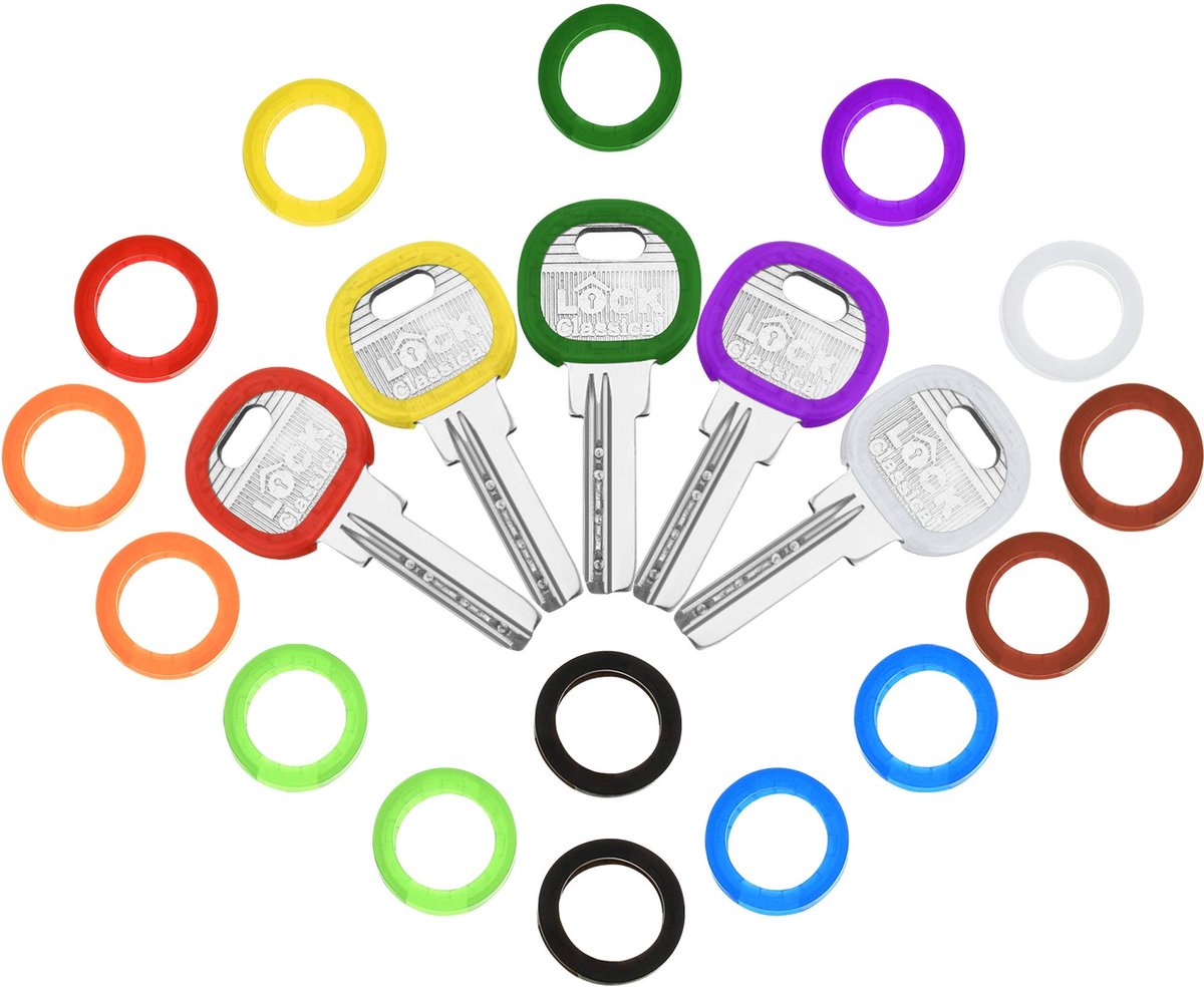 Dailygoods - 20 Stuks Sleutelhangers - Flexibele Sleutelhoesjes in 10 Kleuren