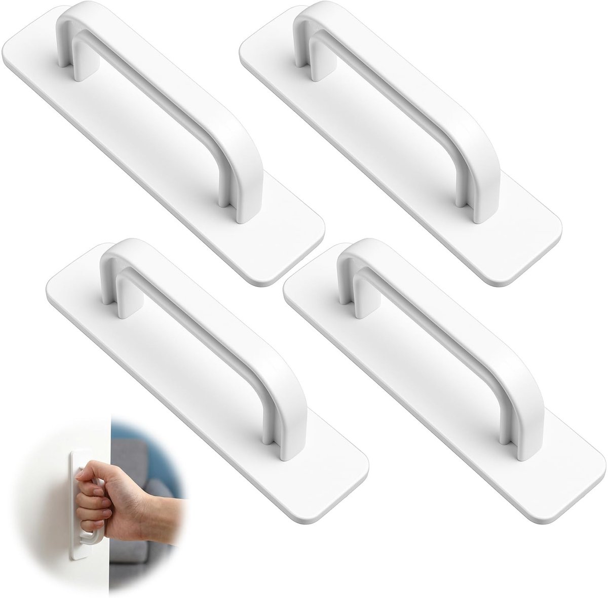 Dailygoods- Handgrepen 4 x Zelfklevend - Balkon-/Terrasdeurgreep - Ladegrepen - Kunststof - 100 mm - Eenvoudige Montage - Deurgrepen