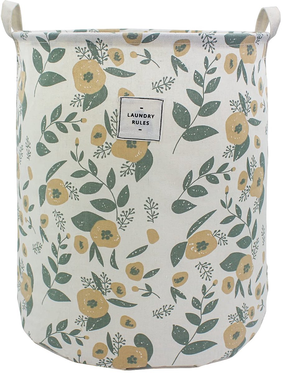 SnelShoppen - Opvouwbare Wasmand Bloemenprint - Grote Waterdichte Wasmand voor Baby's, Meisjes, Kinderen - Canvas Kledingorganizer en Speelgoed Opberg