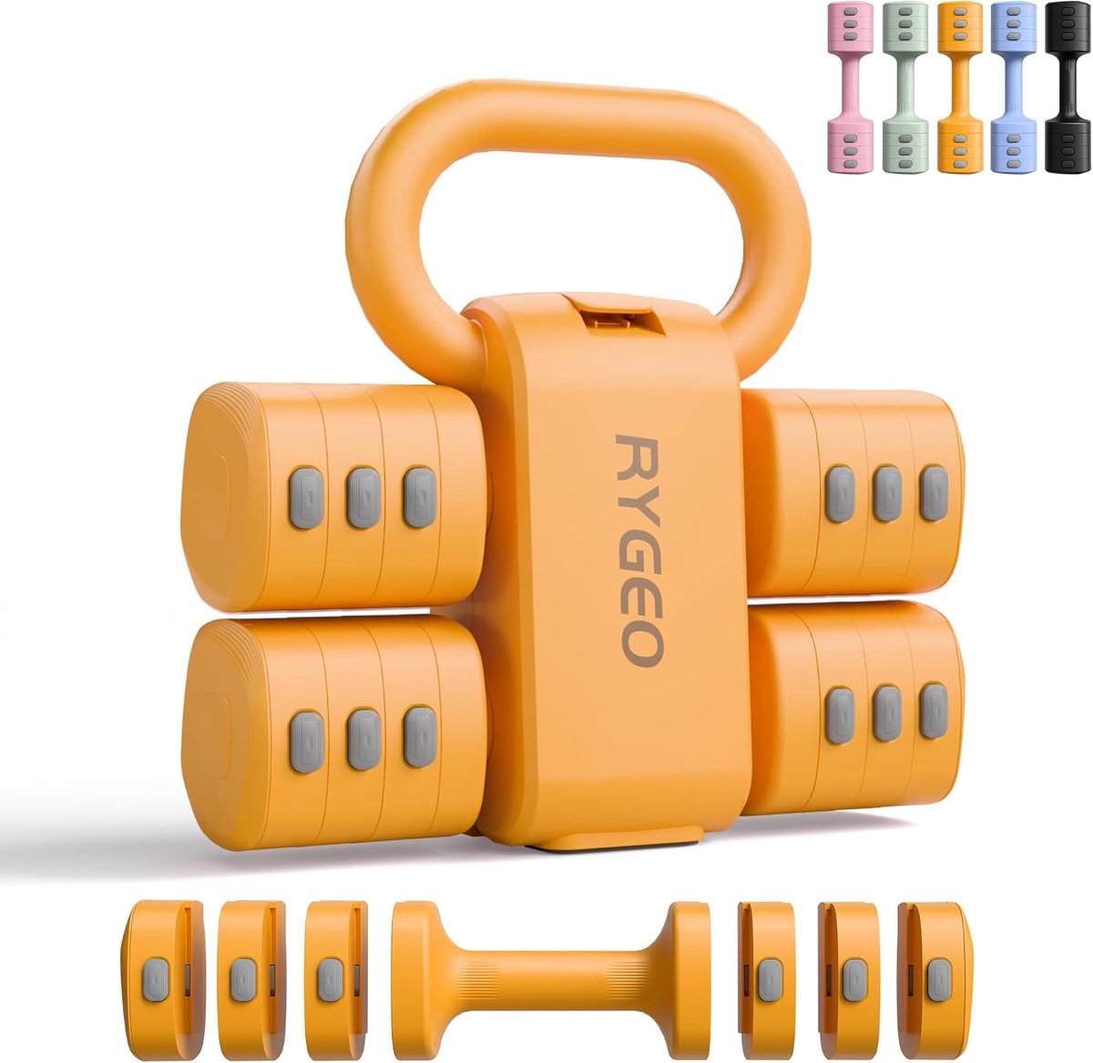 SnelShoppen - 2-in-1 verstelbare halterset voor dames - 4 niveaus van 1 kg tot 5,5 kg - ideale fitnesshalters voor thuisgym - sportgewichten voor vrou