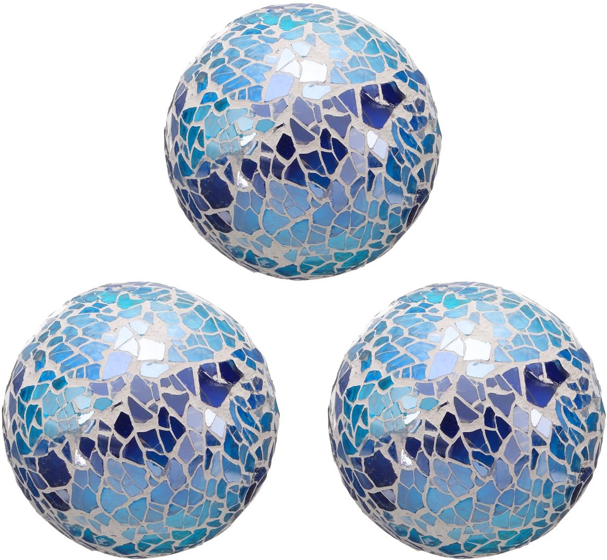 Dailygoods - 3 Stuks Decoratieve Glazen Ballen - 6,8 cm - Helderblauw