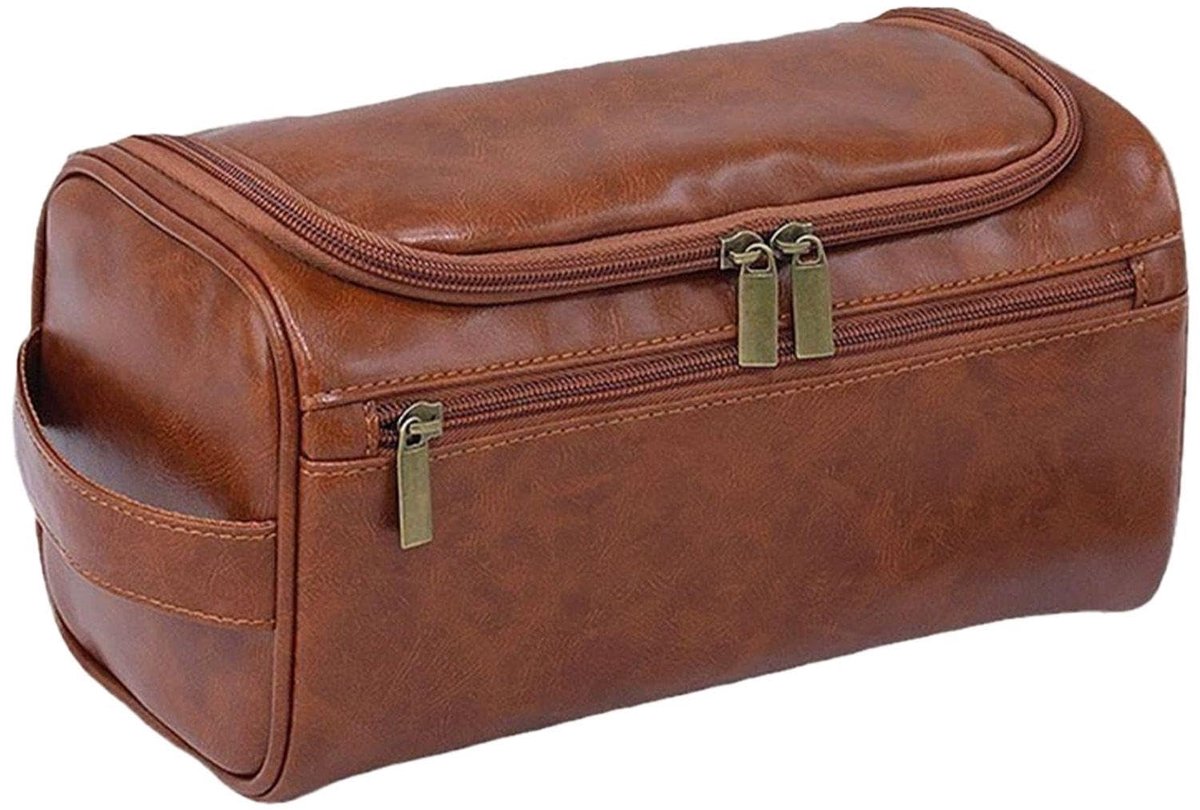 Dailygoods - Retro Waszak met Grote Capaciteit - PU Leren Toilettas - Reiskoffers