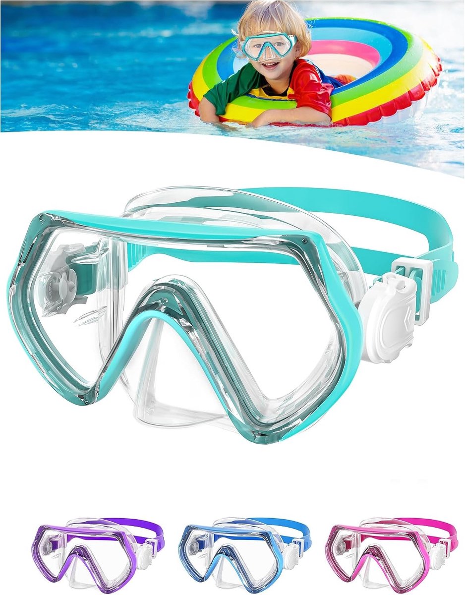 Duikbril - Groen - Voor Kinderen van 4 tot 10 Jaar - Duikmasker met Siliconen Neusafdekking - Voor Zwemmen en Snorkelen